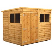 Power 8x6 Pent Garden Shed Overlap - Double Door